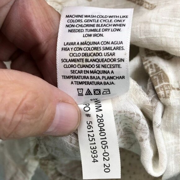 George Mens Hawaiian Shirt Size 2XL Beige Short Sleeve Button Up Casual Travel - Picture 7 of 8